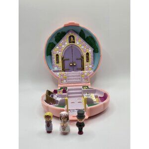 Vintage 1989 Polly Pocket Nancy's Wedding Day- With 3 Figures Bluebird Compact